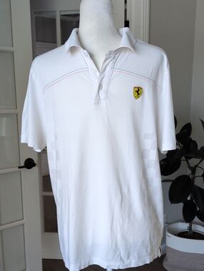 nearly Vintage Ferrari Polo with Yellow Shield Patch Large